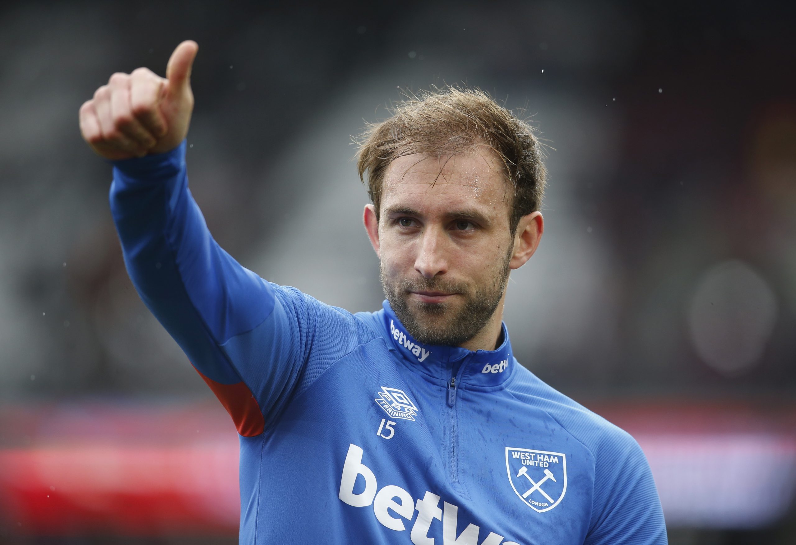 West Ham United's Craig Dawson during the warm up before the match Action Images via Reuters/Ed Sykes