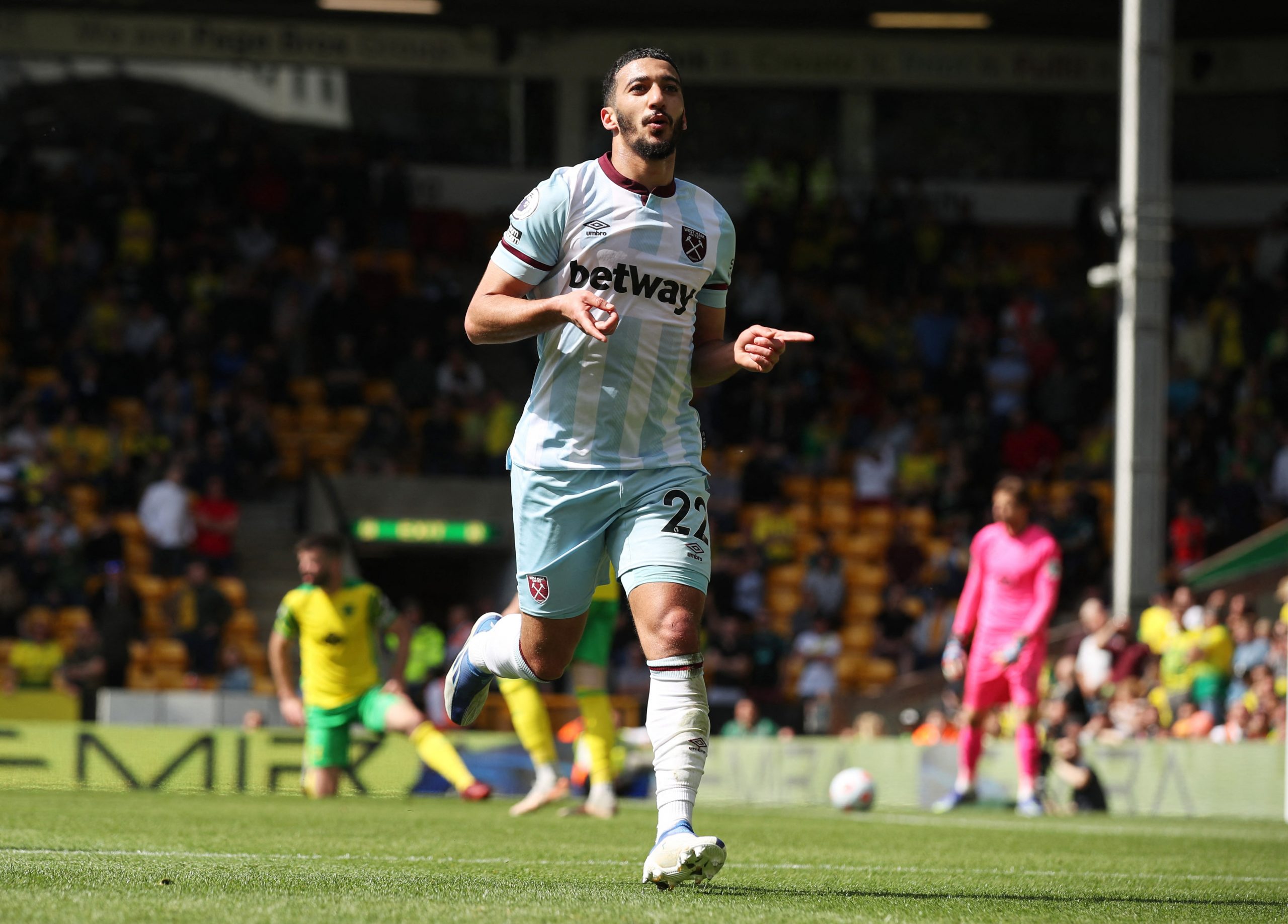 West Ham's Said Benrahma celebrates scoring against Norwich City