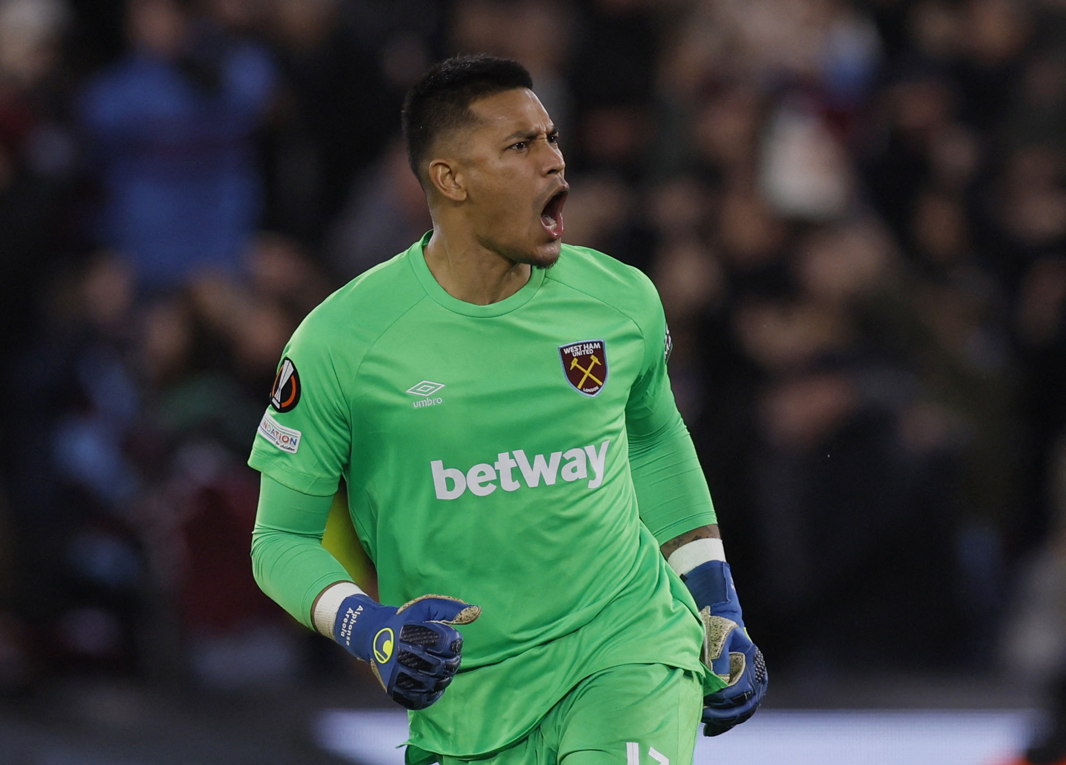 West Ham United's Alphonse Areola celebrates their second goal scored by Andriy Yarmolenko Action Images via Reuters/Andrew Couldridge