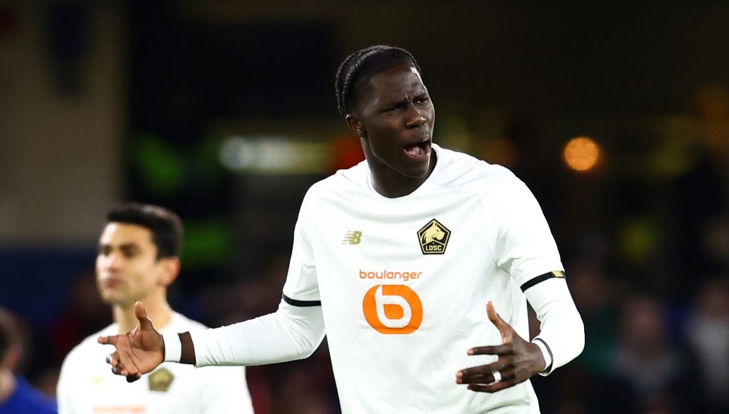 Lille's Amadou Onana looks dejected after Chelsea's Kai Havertz scores their first goal REUTERS/David Klein