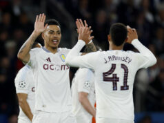 Aston Villa's Morgan Rogers and Jacob Ramsey. (Reuters/Jason Cairnduff)