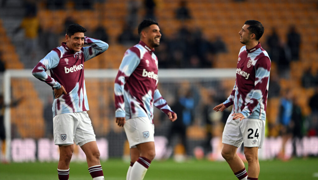 West Ham United's Emerson Palmieri, Edson Alvarez and Guido Rodriguez. (REUTERS/Jaimi Joy)