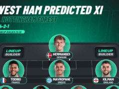 west ham xi v forest