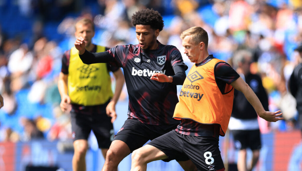West Ham United's James Ward-Prowse and Jean-Clair Todibo. (REUTERS)