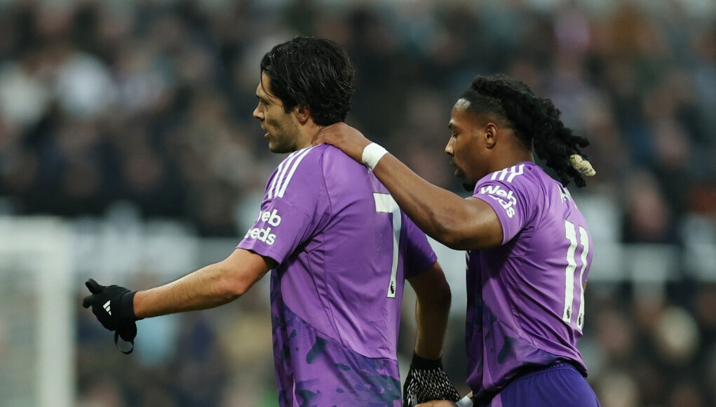 Fulham's Raul Jimenez and Adama Traore. (Reuters/Lee Smith)