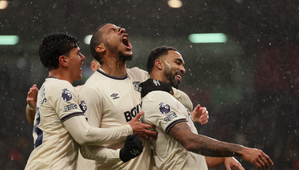 West Ham United's Callum Wilson, Jean-Clair Todibo and Mateus Fernandes. (Reuters/John Sibley)