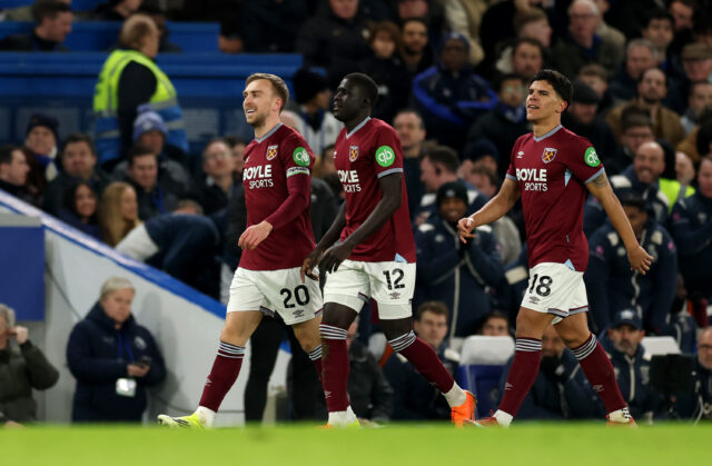 Jarrod Bowen, El Hadji Malick Diouf, Mateus Fernandes. (Richard Pelham/Getty Images)