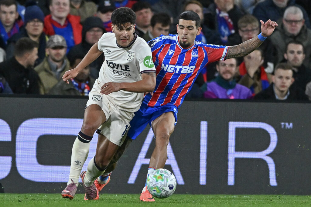 West Ham midfielder Mateus Fernandes against Crystal Palace