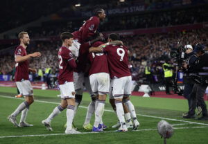 West Ham players celebrate against Wolves